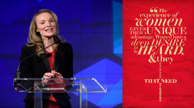 Alyse Nelson ‘’The experience of women gives them a unique advantage. Women have a deep desire to be heard and they recognize that need in others.’’ (Photos: vitalvoices.exposure.com & Pinterest)